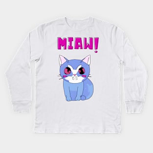 Cat Meow - Cute and Playful Cat Design for Cat Lovers Kids Long Sleeve T-Shirt